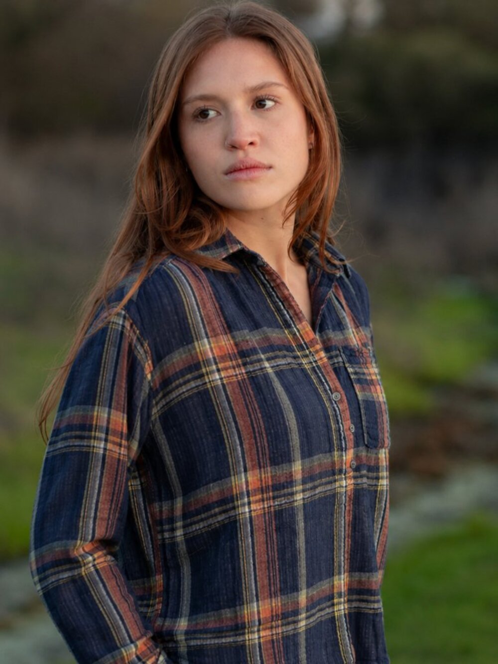 Day to Day Plaid Cotton Button-Front Shirt | Size Small | 100% Cotton
